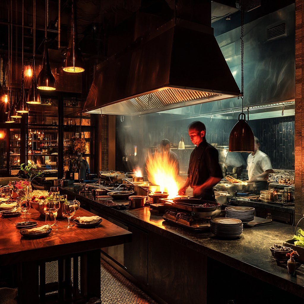 Open fire kitchen at KYMA